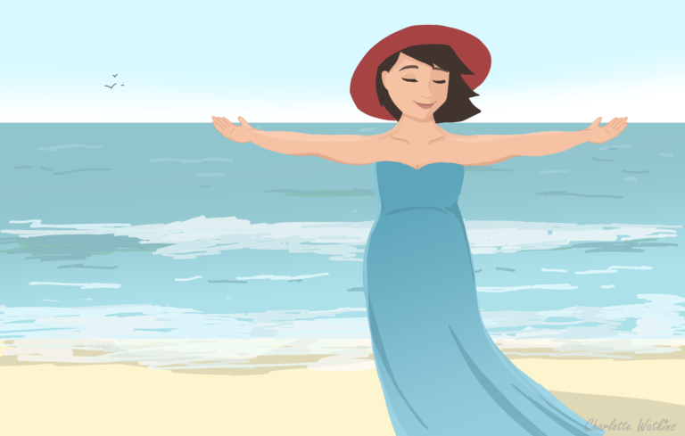 Pregnant and on the beach