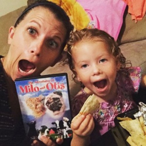 Working mum and daughter