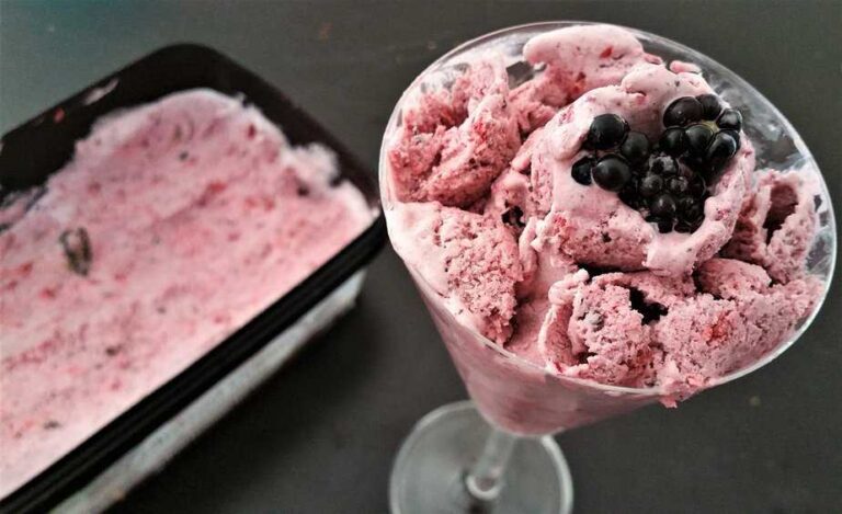 Blackberry, Strawberry and Dark Chocolate Chip Food Processor Ice Cream - No Ice Cream Maker Needed!
