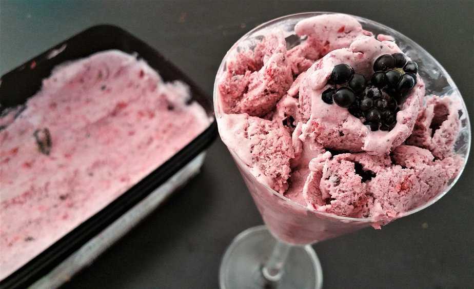 Blackberry, Strawberry and Dark Chocolate Chip Food Processor Ice Cream - No Ice Cream Maker Needed!