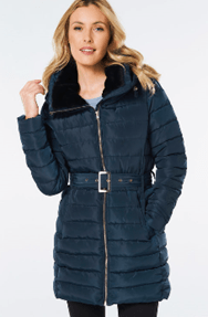 Midi Length Coat with Fur Collar