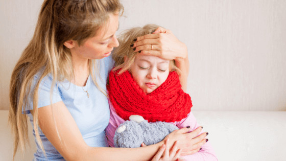 Sick child and mother