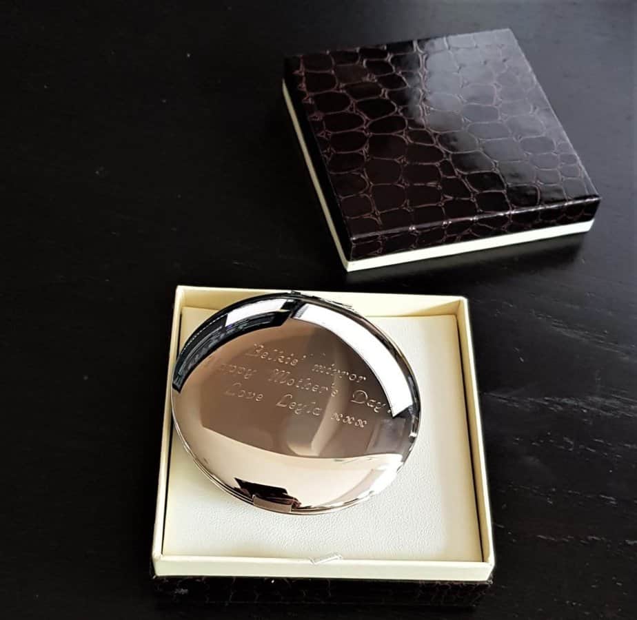 Personalised engraved dragonfly mirror from The Gift Experience