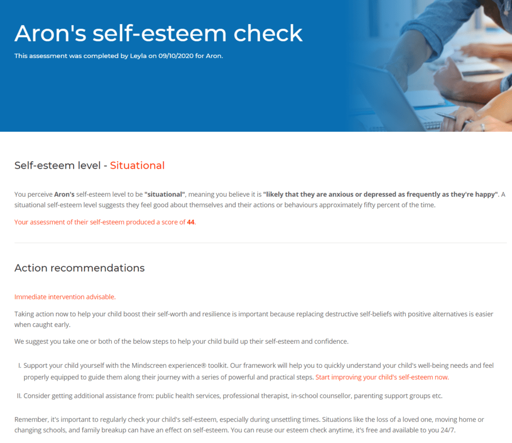 Aron's self-esteem check - How to spot the signs of low self-esteem in your child - Mindscreen Review - Part 1