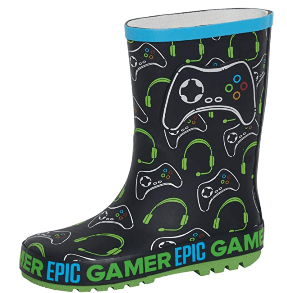 Boys Epic Gamer Wellington Boots Kids Gaming Rubber Wellies Rain Wellingtons Snow Shoes Wellys