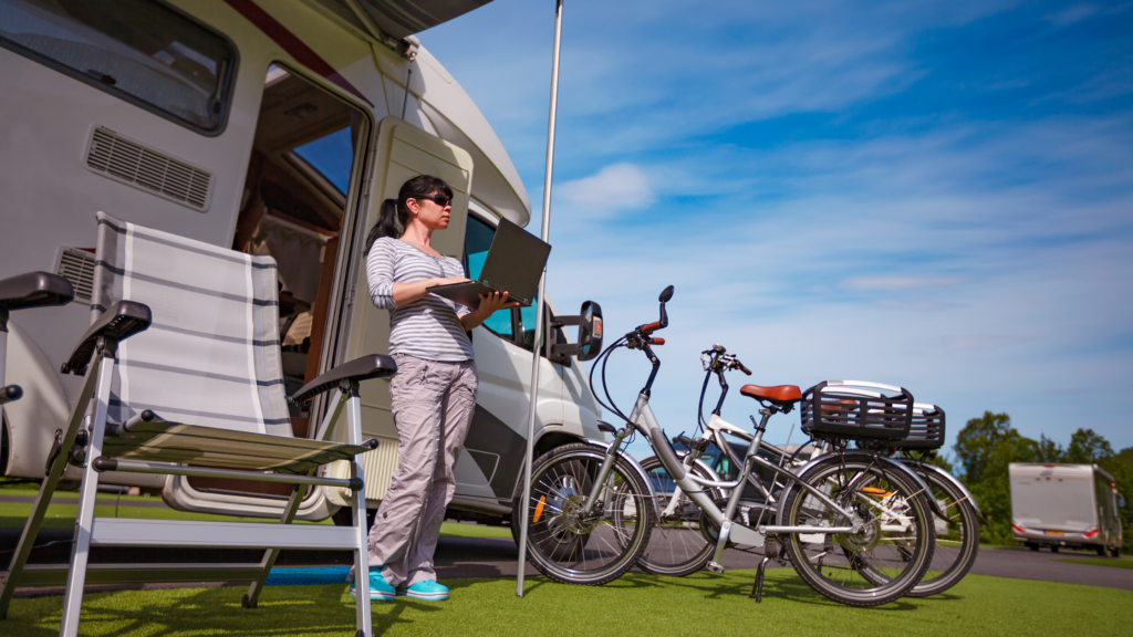 Digital nomad travel family laptop