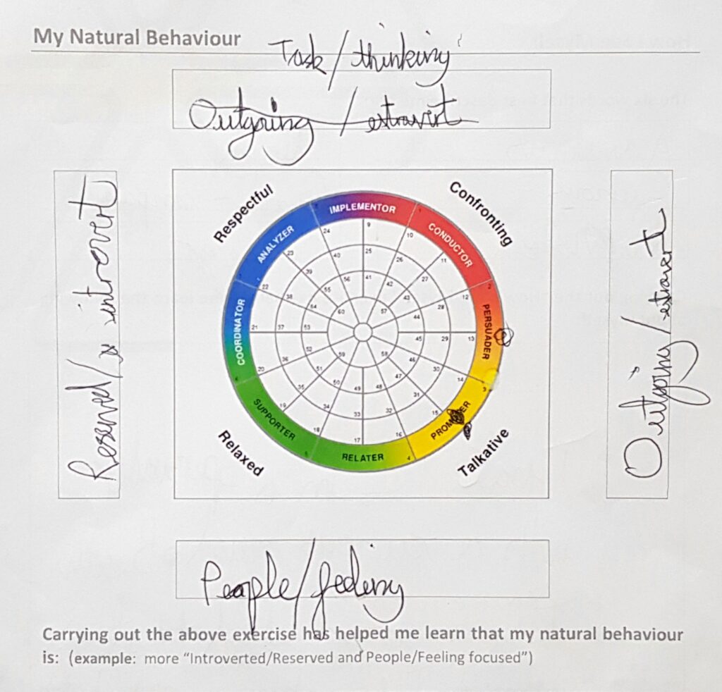 My Natural Behaviour Wheel for Aron