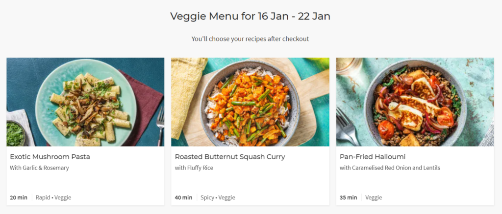 HelloFresh weekly menu recipes