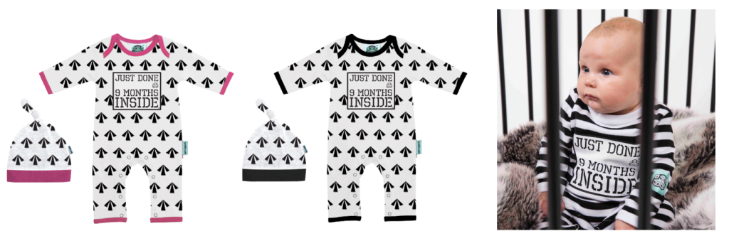 Lazy Baby iconic 'Just done 9 months inside' babygrows