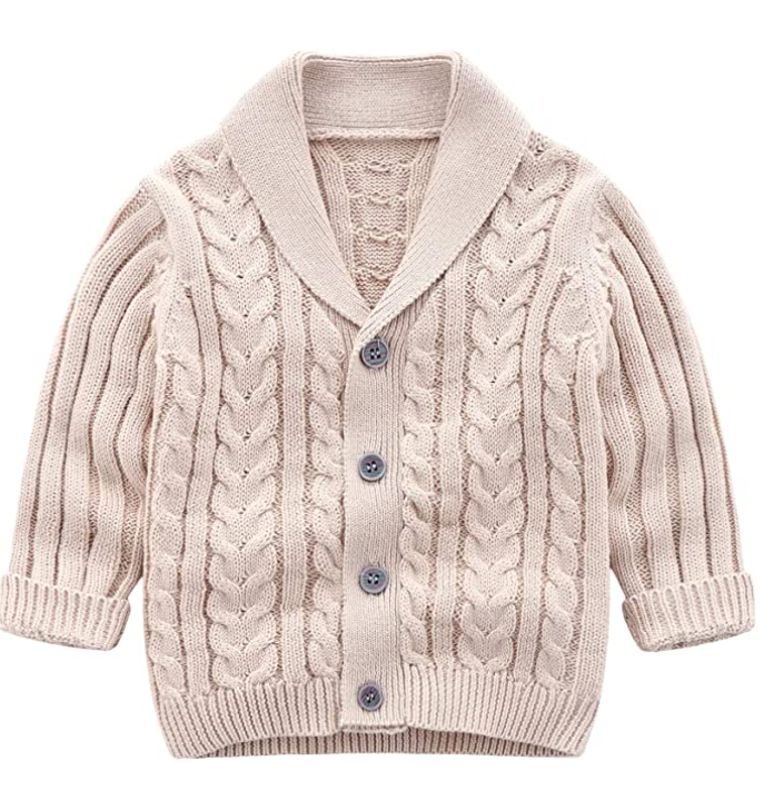 Feidoog Infant Baby Boys Cardigan Crochet Sweater V-Neck,Toddler Knit Button up Knitted Pattern Pullover Sweatshirt