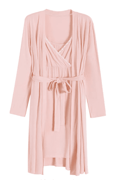 Latuza Women's Bamboo Viscose Nursing Nightgown and Robe Set
