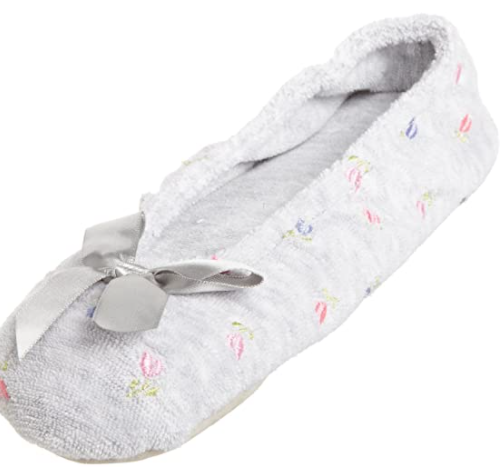 isotoner Women's Embroidered Terry Ballerina Slippers