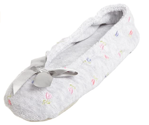 isotoner Women's Embroidered Terry Ballerina Slippers