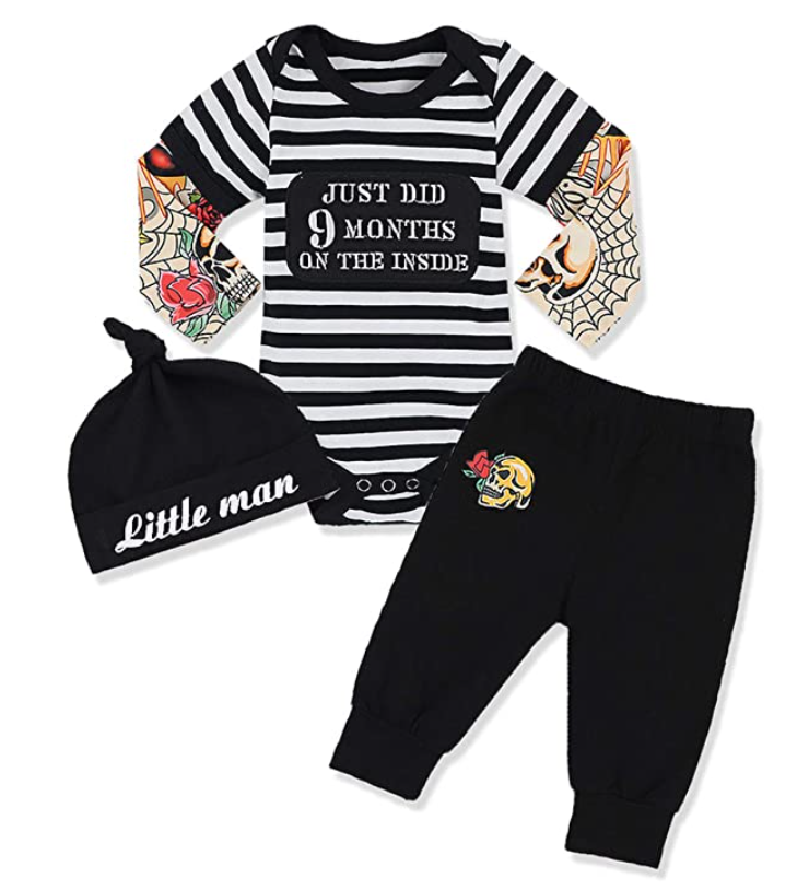 Baby Boy Clothes Newborn Infant Ontfit Long Sleeve Romper + Pants + Hat 3PCS Outfit Set