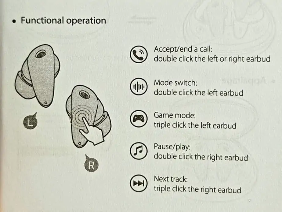 Edifier NWS TBQ earbuds functional operations