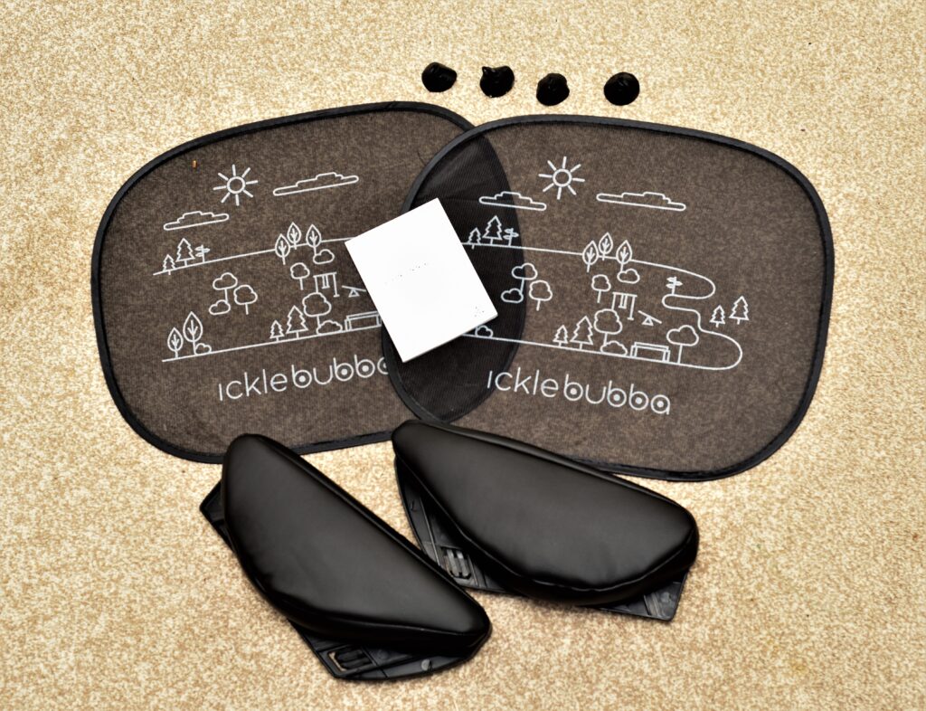 Ickle Bubba Solar Group 1 2 3 car seats with two snoozeshades and side protection cushions - photo by tommyprestonphotography.com