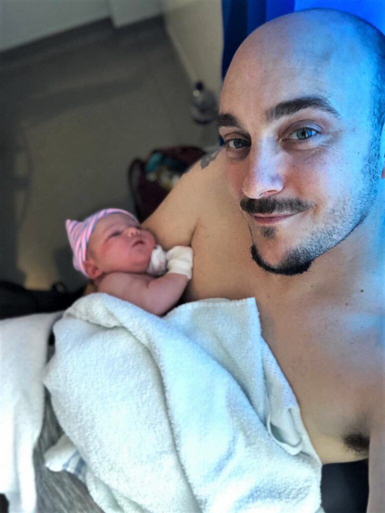 Daddy enjoying skin to skin too