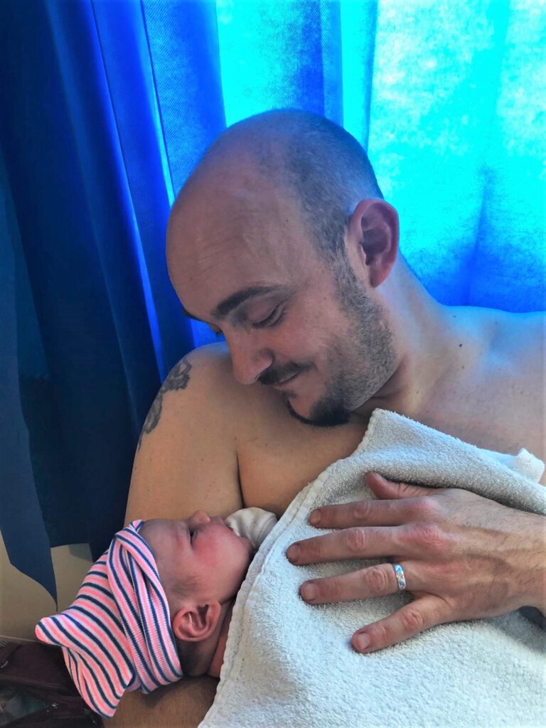 Daddy enjoying skin to skin too