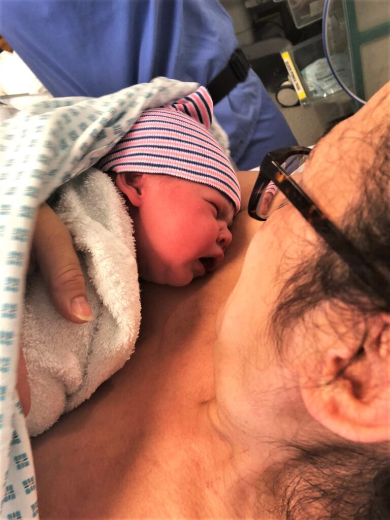 Mum and baby enjoying each other's company for the first time