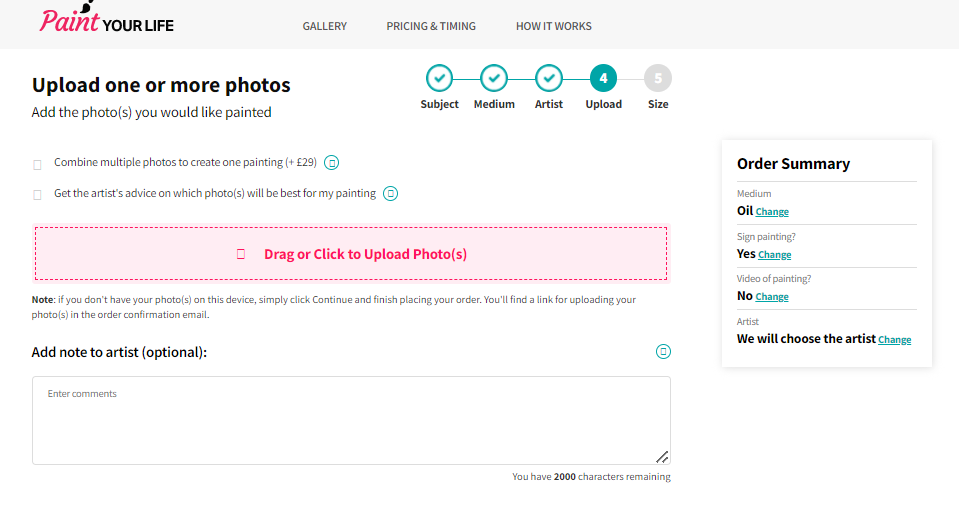 Paint your life upload photos