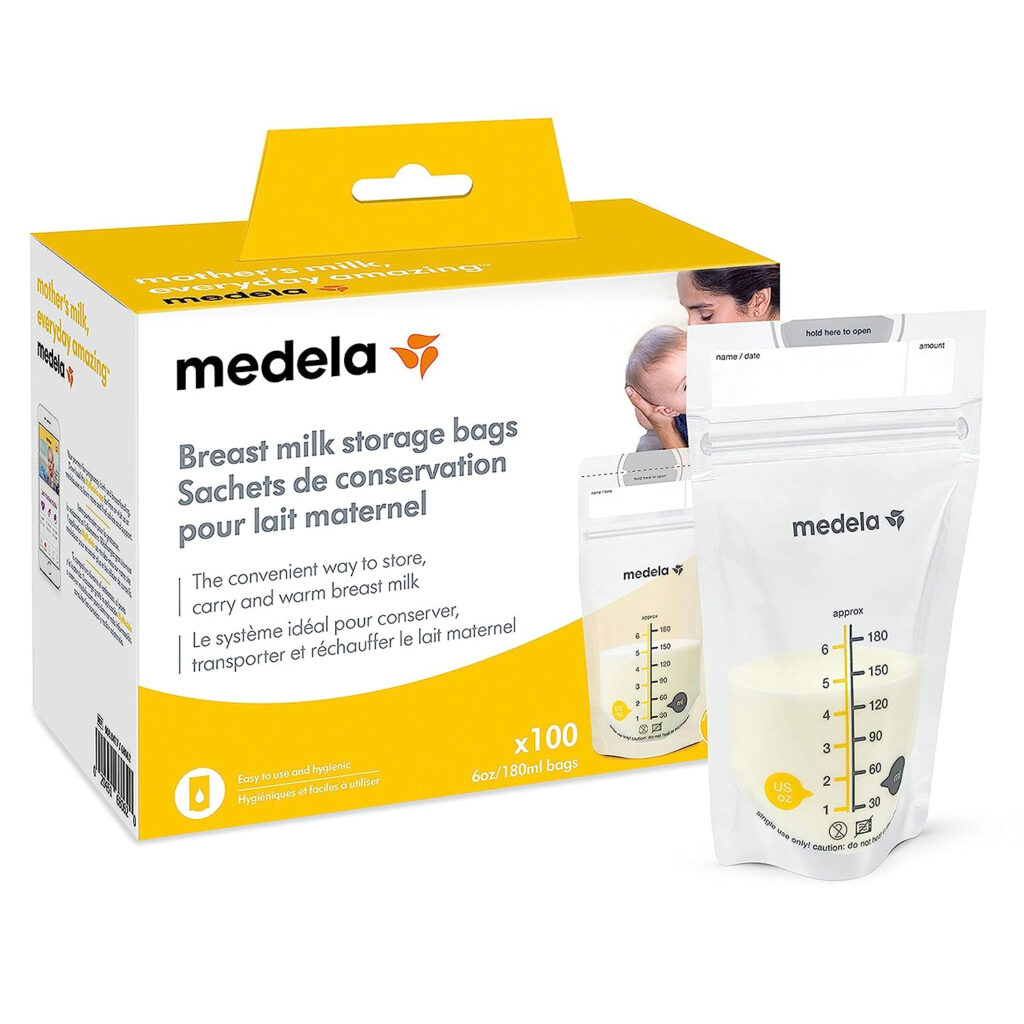 Medela Breast Milk Storage Bags, 100 Count, Ready to Use Breastmilk Bags for Breastfeeding, Self Standing Bag, Space Saving Flat Profile, Hygienically...
