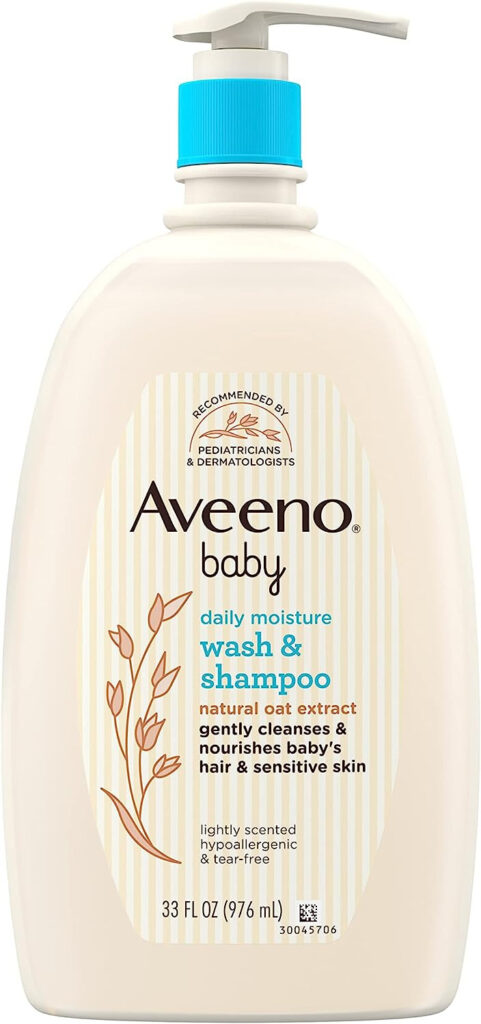 Aveeno Baby Daily Moisture Gentle Bath Wash & Shampoo with Natural Oat Extract, Hypoallergenic, Tear-Free & Paraben-Free Formula for Sensitive Hair...