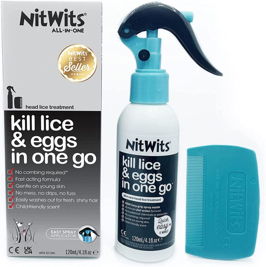 NitWits All-In-One Head Lice Treatment Spray, Kills Nits & Eggs, Includes Lice Spray 120ml & Nit Comb ,120 ml (Pack of 1)