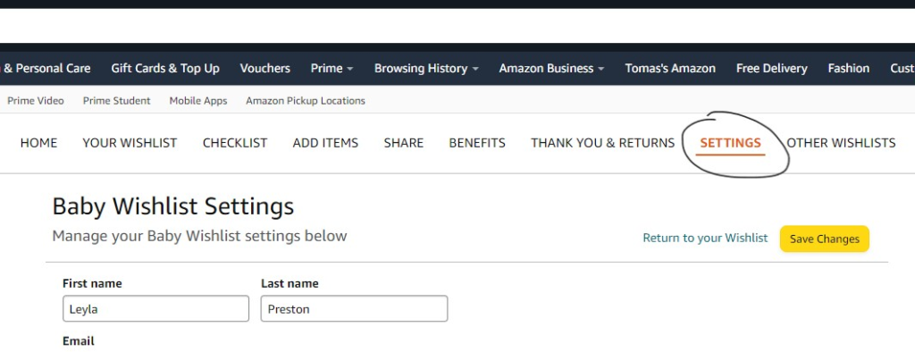 Amazon baby shower gift list online