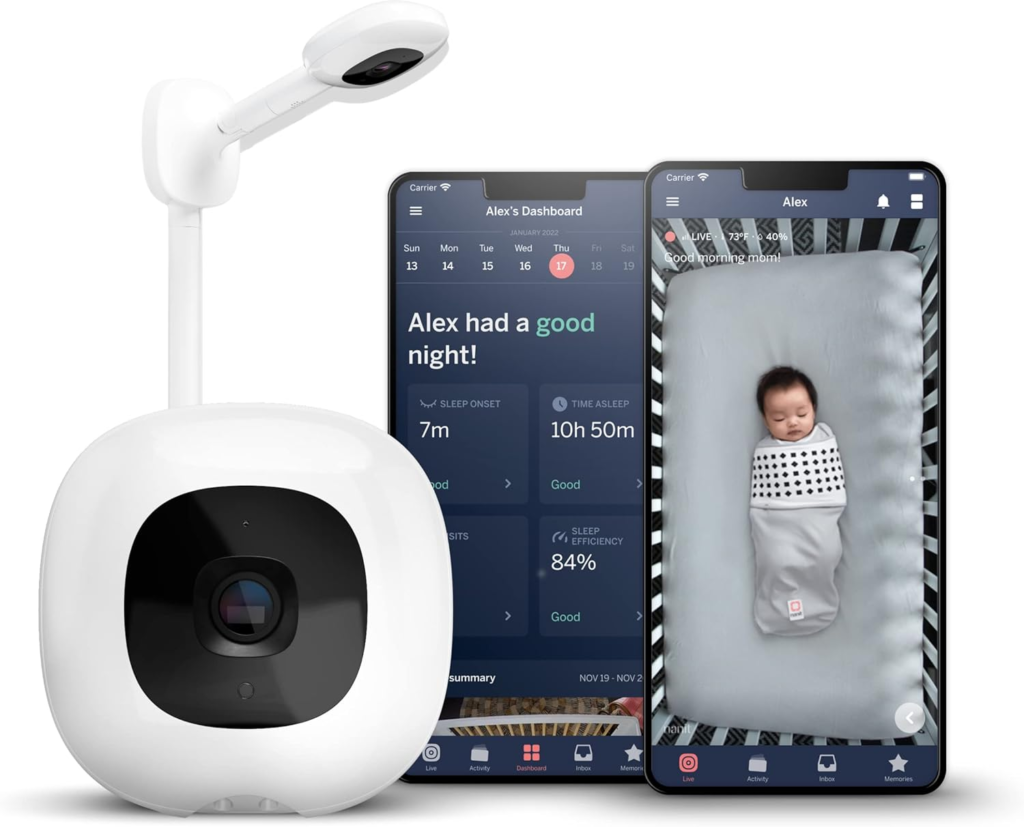 Nanit Pro Smart Baby Monitor & Wall Mount – 1080p Secure Wi-Fi Video Camera, Sensor-Free Sleep and Breathing Motion Tracker, 2-Way Audio, Sound and...