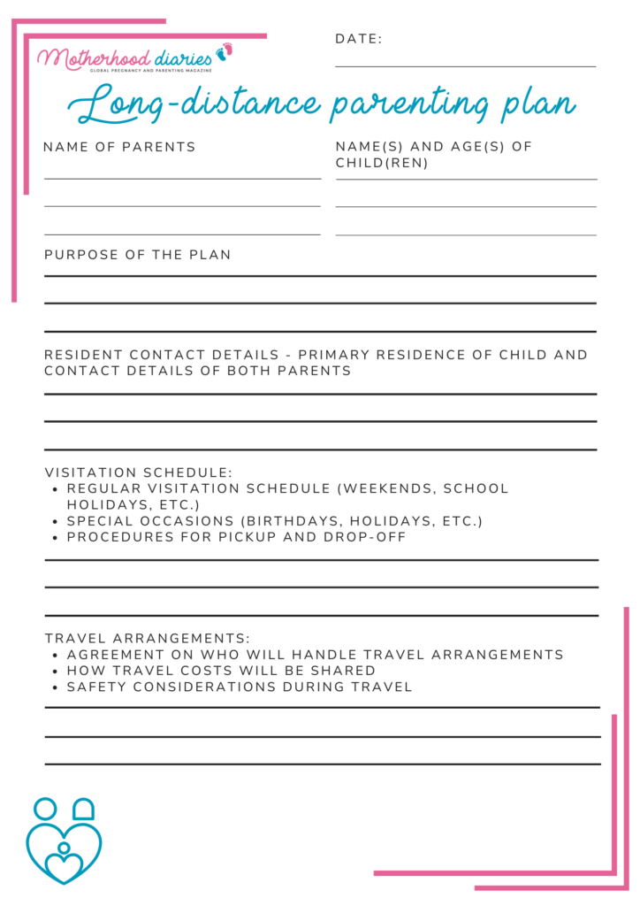 Long distance parenting plans template 1