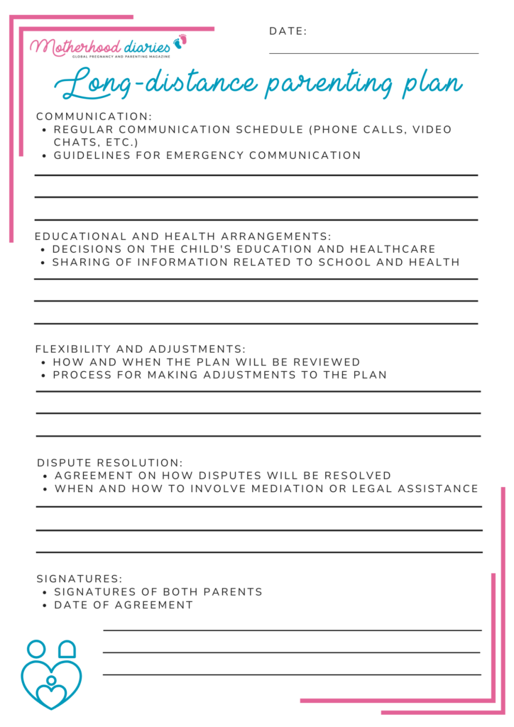 Long distance parenting plans template page 2