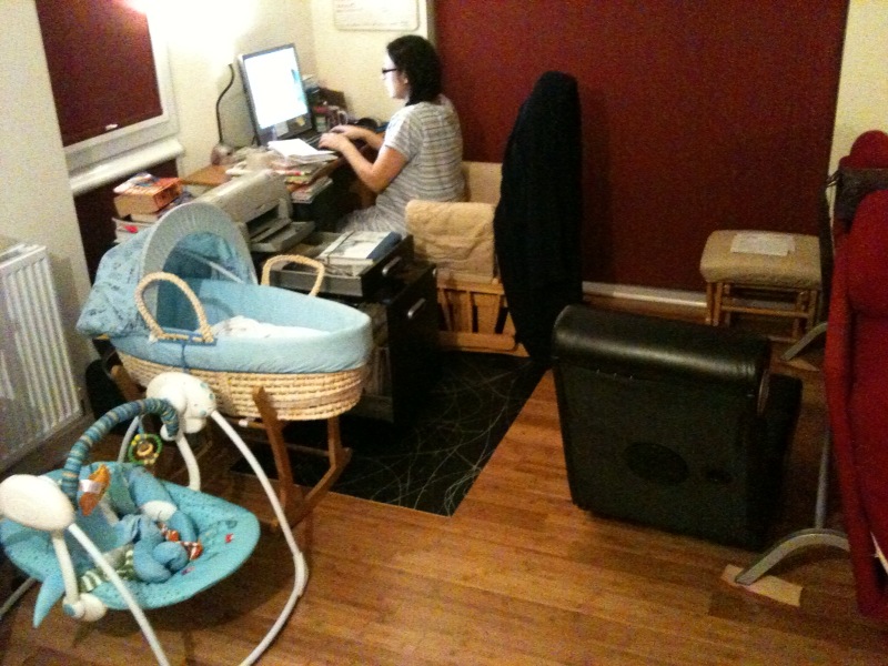 My very first mini office in our home back in 2010 - working from home without childcare
