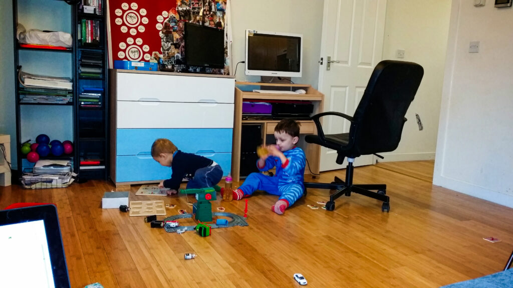 Working with two toddler boys - working from home without childcare