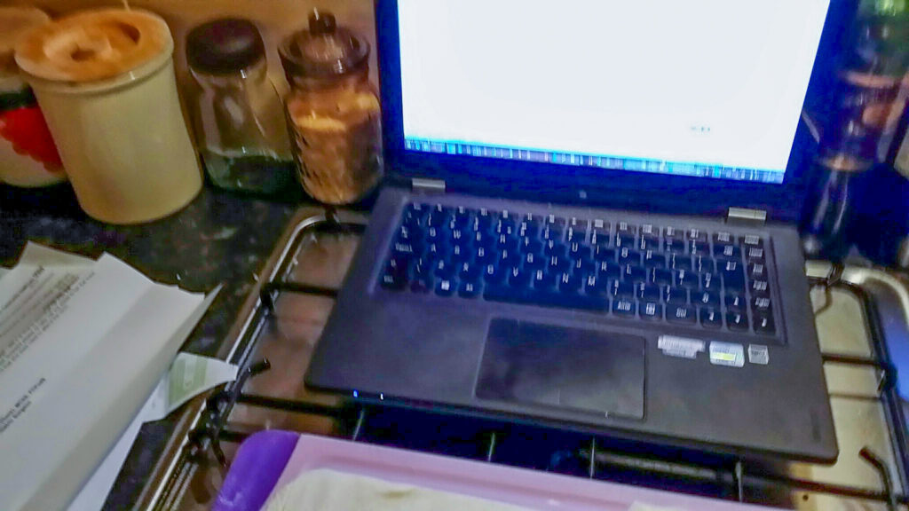 Working on the stove while I cook/clean - working from home without childcare