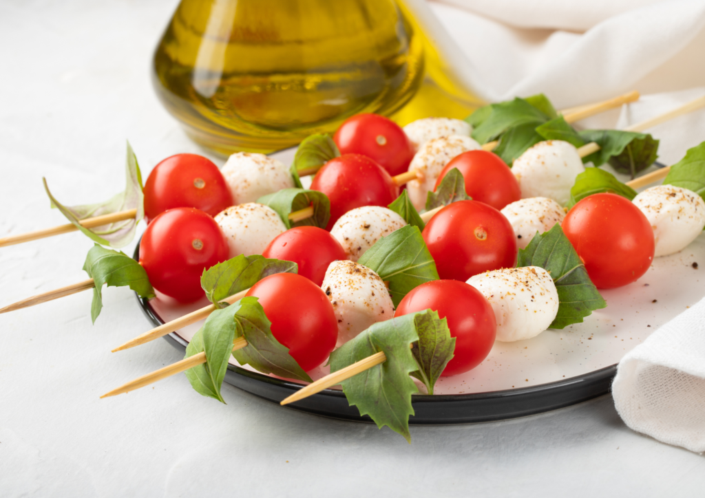 Caprese salad skewers - 10 easy dishes for family dinner party fun